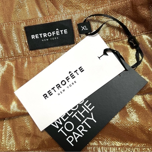 NWT RETROFETE Set Silk Metallic Chiffon High Waist Pleated Short & Bra Top XL - Picture 14 of 16